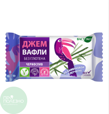 Вафли б/глютена чернослив, Вастэко, 21гр